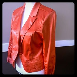 Orange satin crop jacket